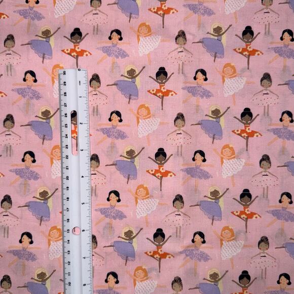 Little Ballerinas on Pink Cotton Fabric - 1/2 Yard - Novelty Print - Tutu Ballet - Picture 4 of 7